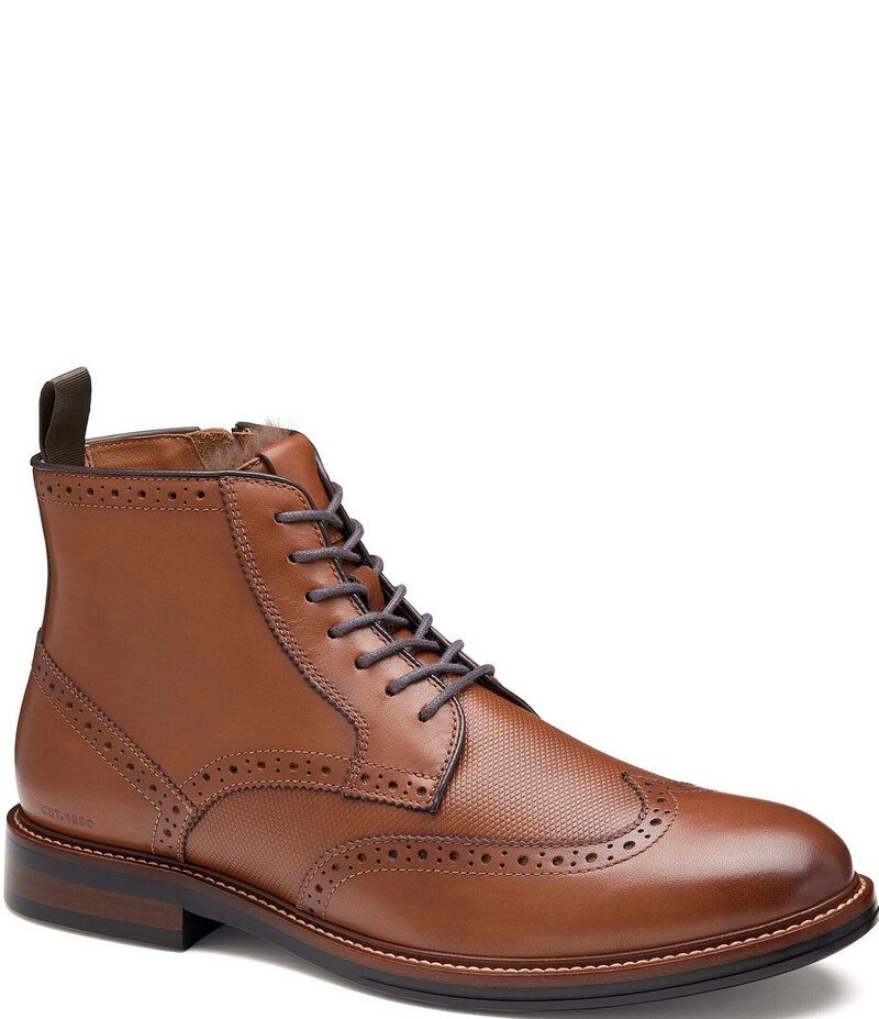 ジョンストンアンドマーフィー メンズ シューズ ブーツ・レインブーツ ウィングチップ ブローグ ブーツ レザー Johnston Murphy Mens XC Durham Embossed Leat