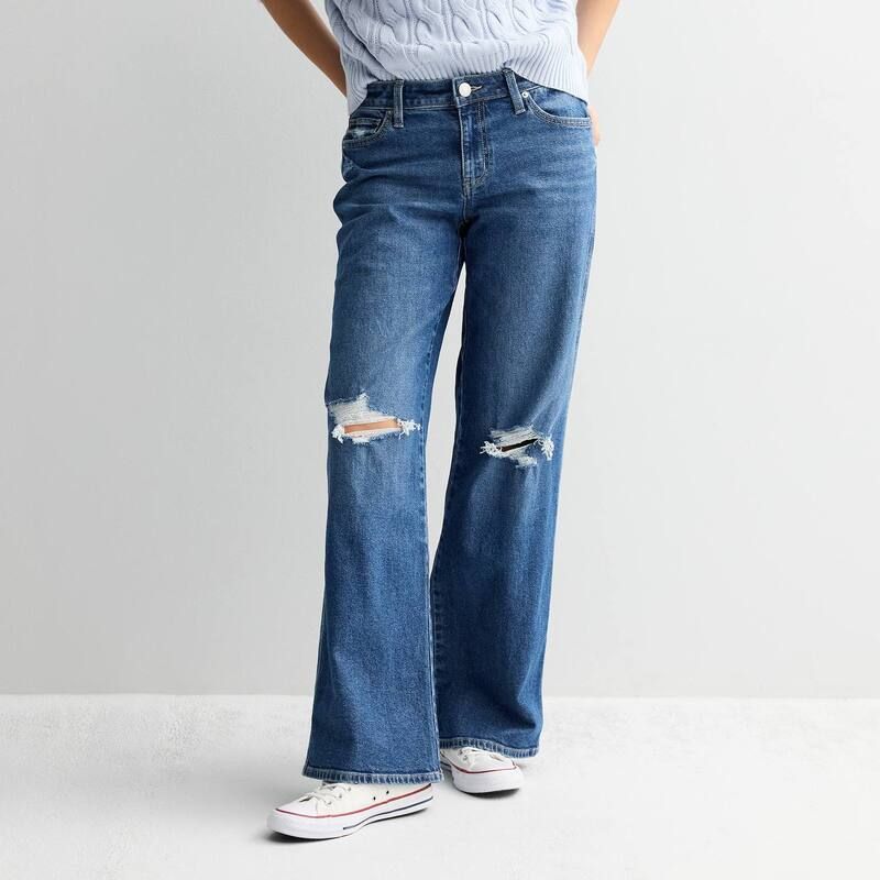 エスオー レディース ボトムス デニムパンツ ローライズ ジーンズ Juniors SO Low Rise Baggy Jeans Medium Dark Destructed