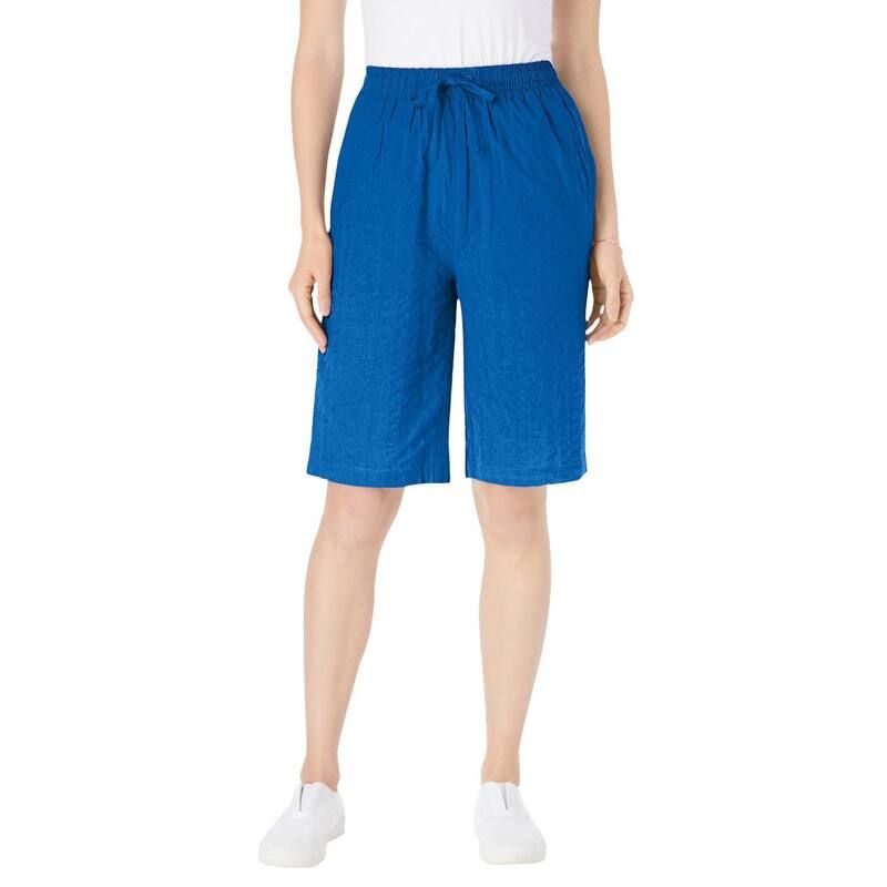 ウーマン ウィズイン レディース ボトムス ハーフパンツ・ショーツ プラスサイズ Woman Within Womens Plusize Seersucker Short Bright Cobalt
