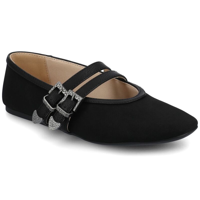 ジャーニー レディース シューズ サンダル Journee Florene Womens Almond Toe Buckle Detail Mary Jane Flats Black ブラック