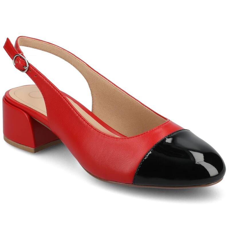 ジャーニー レディース シューズ パンプス キャップ ヒール Journee Sammie Womens Cap Toe Block Heel Slingback Pumps Red レッド