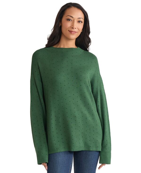 ジョーンズニューヨーク レディース アウター ニット・セーター モックネック Jones New York Womens Funnel Mock Neck Heatset Sweater Forest
