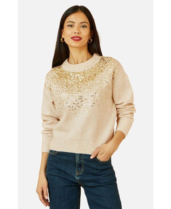 ユミキム レディース アウター ニット・セーター スパンコール Yumi Womens Relaxed Knitted Sequin Sweater Oatmeal オートミール