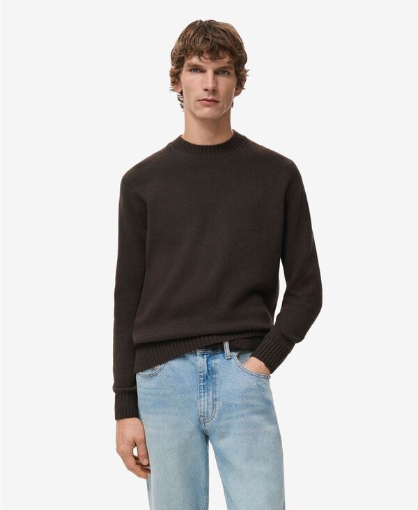 マンゴ メンズ アウター ニット・セーター ウール MANGO Mens Italian Wool Knitted Sweater Chocolate チョコレート