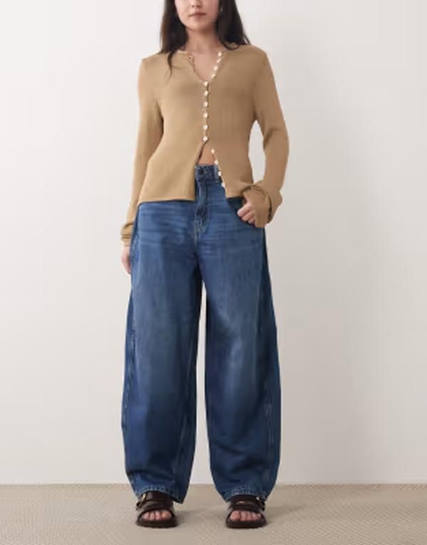 ジェイディーワイ レディース ボトムス デニムパンツ ジーンズ JDY mid waist barreleg jeans in mid Medium blue denim デニム