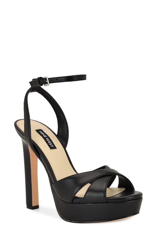 ナインウェスト レディース シューズ ヒール プラットフォーム サンダル アンクル Nine West Wildankle Straplatform Sandal Black ブラック