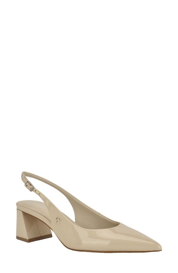 カルバンクライン レディース シューズ ヒール Calvin Klein Sarra Slingback Pointed Toe Pump Ivory Patent アイボリー