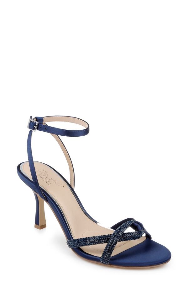 ジュウェルダグレイミシュカ レディース シューズ ヒール サンダル アンクル Jewel Badgley Mischka Fiji Ankle Strap Sandal Navy Satin ネイビー