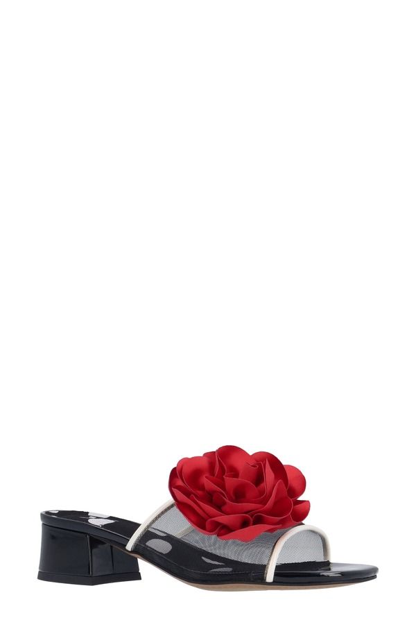 ジェイレニー レディース シューズ ヒール サンダル J Rene Myla Block Heel Sandal Black White Red ホワイト