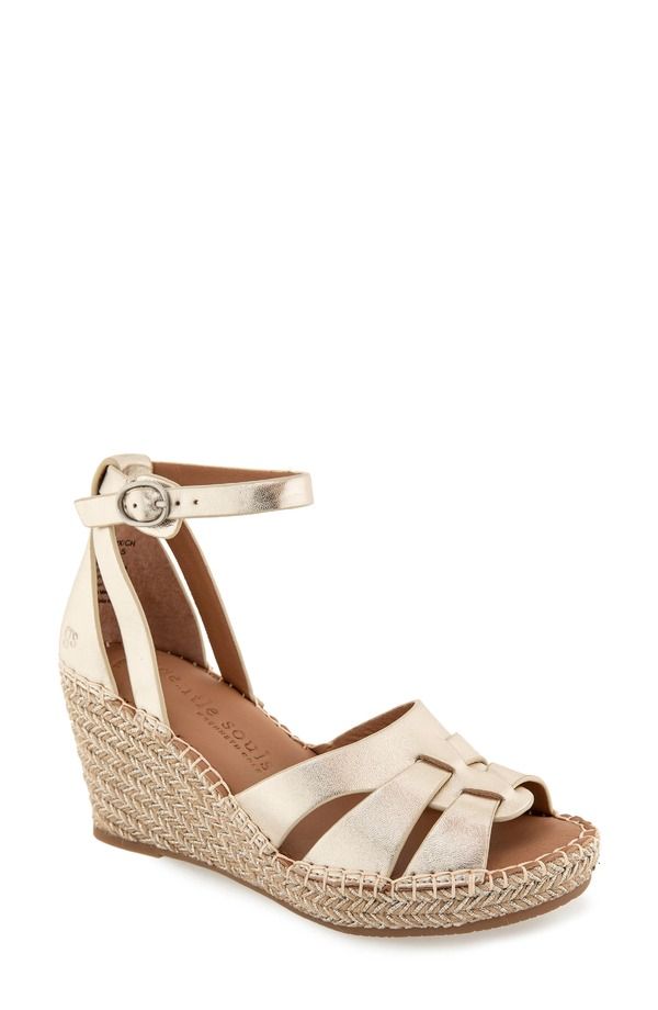 ジェントルソウルズ レディース シューズ サンダル Gentle Souls Espadrille Wedge Sandal Champagne Leather シャンパン