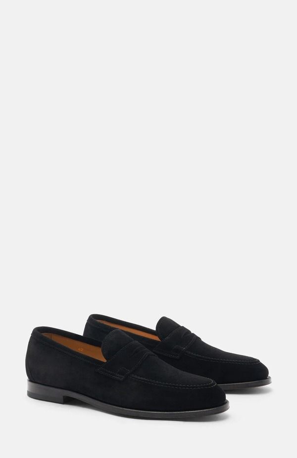 スカロッソ メンズ シューズ ローファー SCAROSSO Stefano Loafers Black Suede ブラック