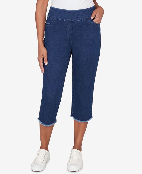 【送料無料】 アルフレッド ダナー レディース カジュアルパンツ ボトムス Womens Classic Super Stretch Denim Fringe Capri Pants Dark Den