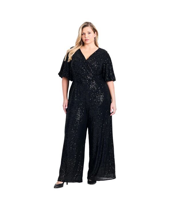 【送料無料】 アベニュー レディース カジュアルパンツ ボトムス Womens Nada Sequin Puff Sleeve Jumpsuit Black