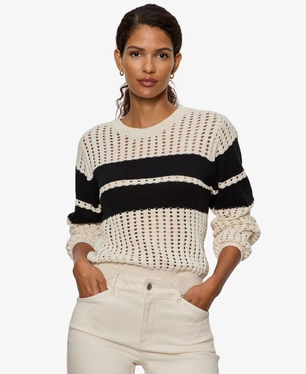 【送料無料】 サンクチュアリー レディース ニット・セーター アウター Womens Sporty Openwork Popover Crew Neck Sweater Collagen Black