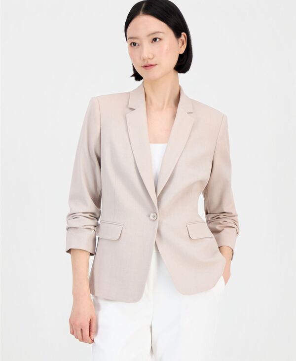 【送料無料】 タハリエーエスエル レディース ジャケット・ブルゾン ブレザー アウター Petite OneButton Notch Collar Blazer Sand