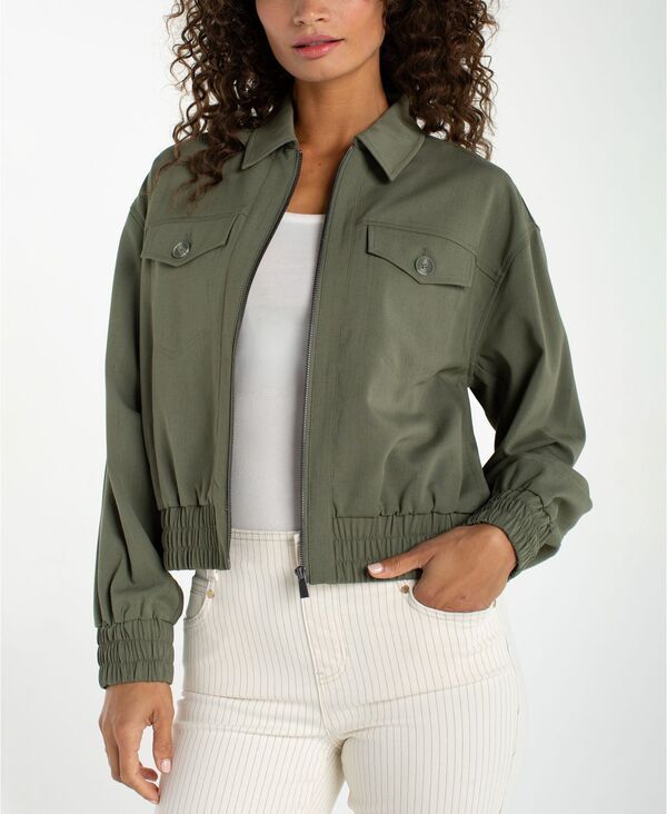 【送料無料】 リヴァプール ロサンゼルス レディース ジャケット・ブルゾン アウター Petite Collared ZipFront Jacket Martini Olive