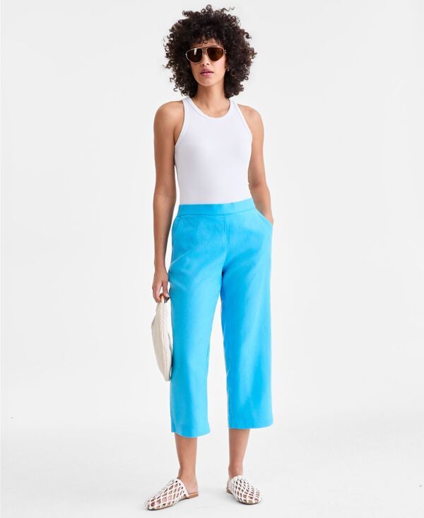 【送料無料】 チャータークラブ レディース カジュアルパンツ ボトムス Womens 100 Linen Solid Cropped PullOn Pants Swim Cap