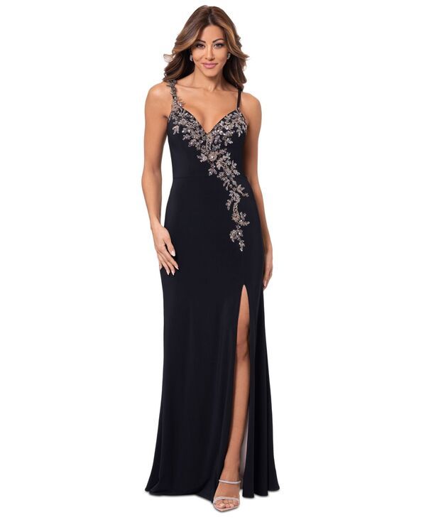 【送料無料】 エスケープ レディース ワンピース トップス Petite Embellished VNeck Gown BlackNude