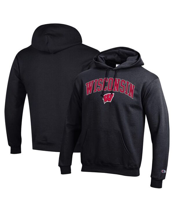 【送料無料】 チャンピオン メンズ パーカー・スウェット アウター Mens Black Wisconsin Badgers Arched Logo Fleece Pullover Hoodie Bl