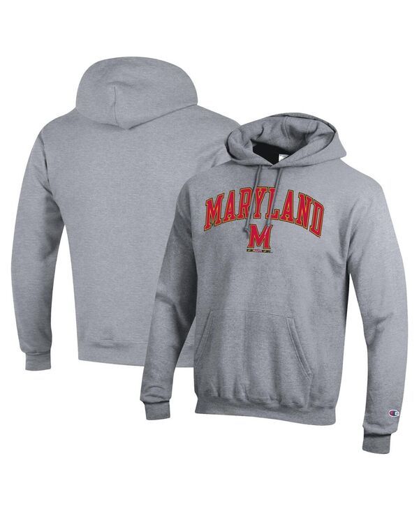 【送料無料】 チャンピオン メンズ パーカー・スウェット アウター Mens Heather Gray Maryland Terrapins Arch Over Logo Pullover Hoodi