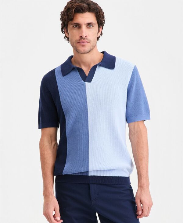 【送料無料】 アルファニ メンズ ニット・セーター アウター Mens Cotton Colorblocked Johnny Collar Sweater Neo Navy