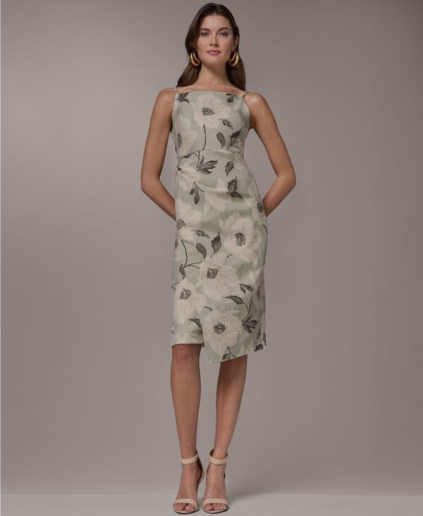 【送料無料】 ダナ キャラン ニューヨーク レディース ワンピース トップス Petite Jacquard Sheath Dress Agave Multi