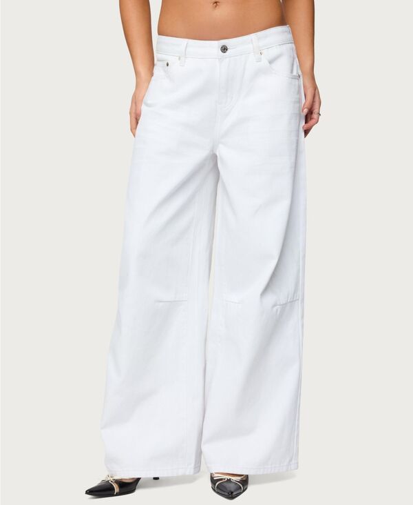 【送料無料】 アディクテッド レディース デニムパンツ ボトムス Womens Skater Girl Washed Low Rise Baggy Jeans White