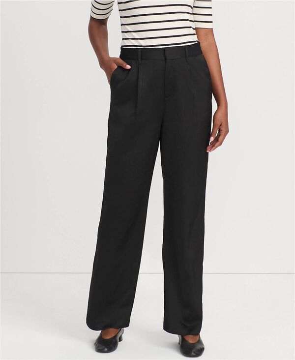 【送料無料】 ランズエンド レディース カジュアルパンツ ボトムス Womens Satin Elastic Back Wide Leg Pants Black