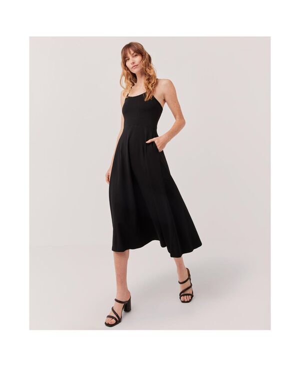 【送料無料】 パクト レディース ワンピース トップス Womens Organic Cotton Fit Flare Midi Dress Regular Black