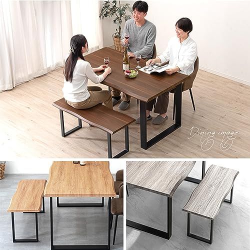 タンスのゲン ベンチ 単品 幅100cm 2人掛け ダイニングベンチ なぐり加工 エンボス加工 ブラック脚 ベンチ シート シンプル ナチュラル 72600046(88069)ｍａ