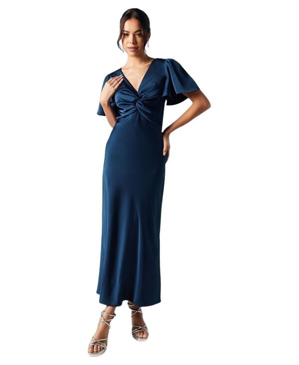 オアシス レディース トップス ワンピース ミディ サテン Oasis Womensatin Midi Bridesmaidress Navy ネイビー