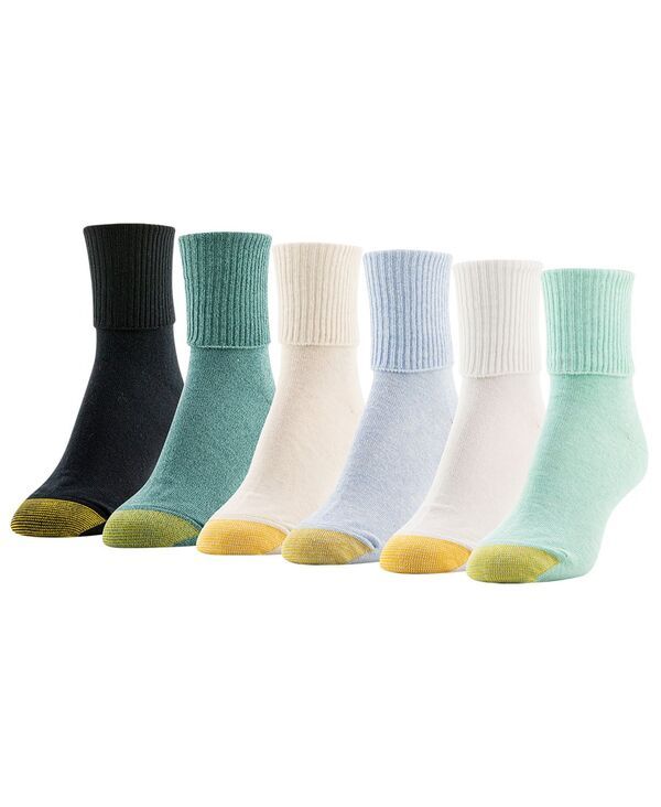 ゴールドトゥ レディース アンダーウェア 靴下 Gold Toe Womens 6Pack Casual Turn Cuff Socks Assortment 9