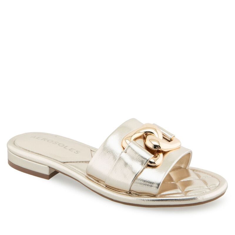 エアロソールズ レディース シューズ サンダル Aerosoles Big Charm Womens Flat Sandals Gold Metallic ゴールド