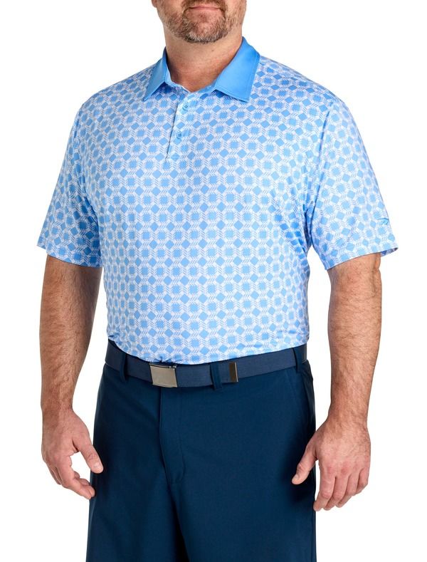 リーボック メンズ トップス ポロシャツ トール Reebok Big Tall Mosaic Geometric Performance Polo Shirt Peri Blue ブルー