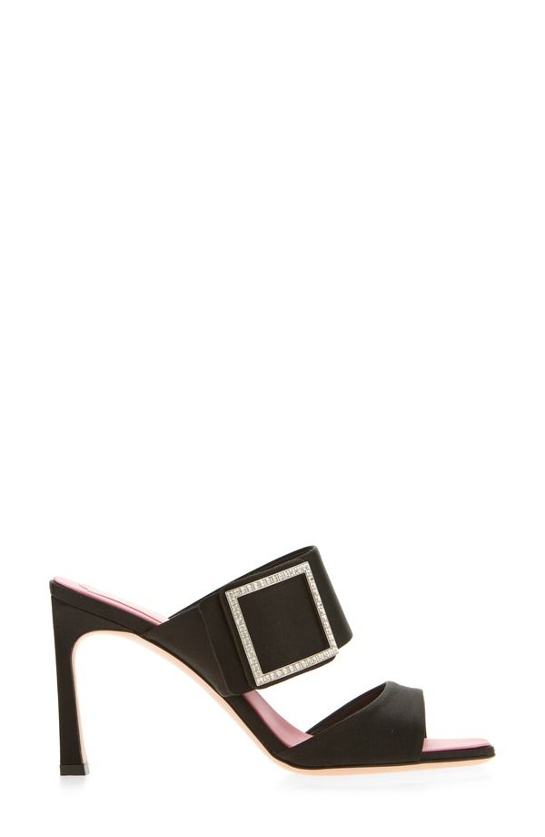 ロジェ・ヴィヴィエ レディース シューズ サンダル サテン Roger Vivier Trompette Crystal Buckle Satin Sandal Nero