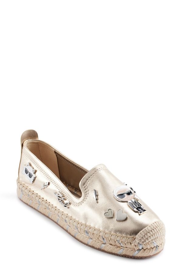カール ラガーフェルド レディース シューズ サンダル KARLAGERFELD PARIS Michaela Espadrille Flat White Gold ホワイト