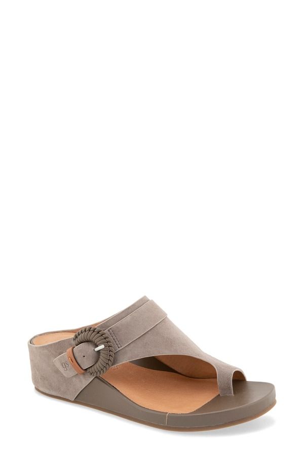 ジェントルソウルズ レディース シューズ ヒール サンダル Gentle Souls Galina Toe Loop Wedge Sandal Grey Suede グレー
