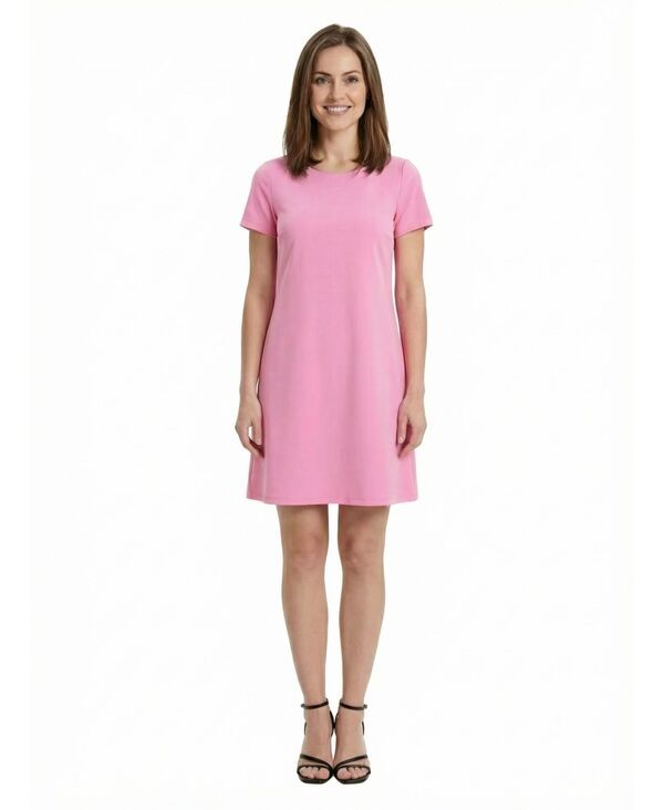 24 セブンコンフォート レディース トップス ワンピース プチ 半袖 24seven Comfort Apparel Petite ShortSleeve Shift Dress Pink ピンク