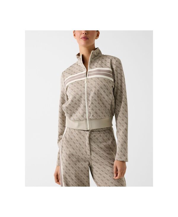 ゲス レディース アウター パーカー・スウェット シャツ GUESS Womens FullZip Jacquard Sweatshirt 4G Elegant Jacquard