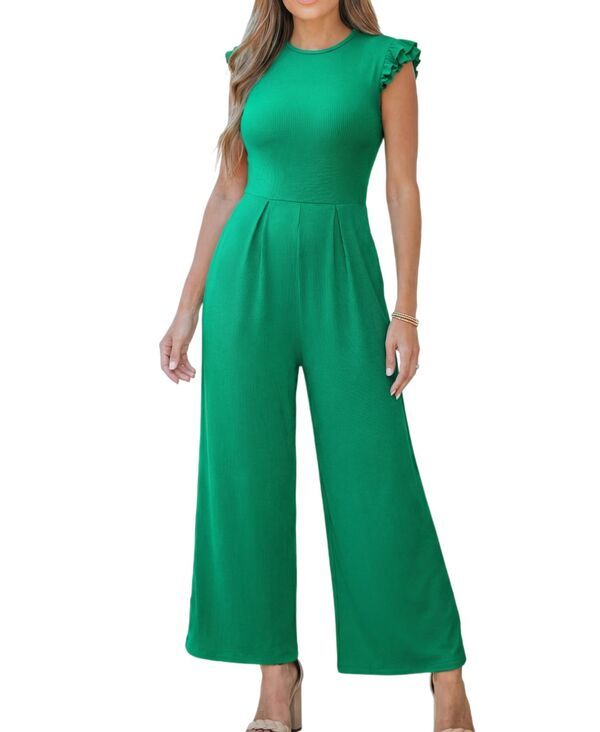カップシー レディース トップス ジャンプスーツ クルーネック Cupshe Womens Crew Neck Zipper Closure Jumpsuit Dark green グリーン