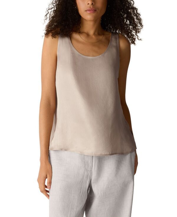 エイリーンフィッシャー レディース トップス タンクトップラスサイズ Eileen Fisher Womens Plusize Shimmer Scoop Neck Tank Top Wheat