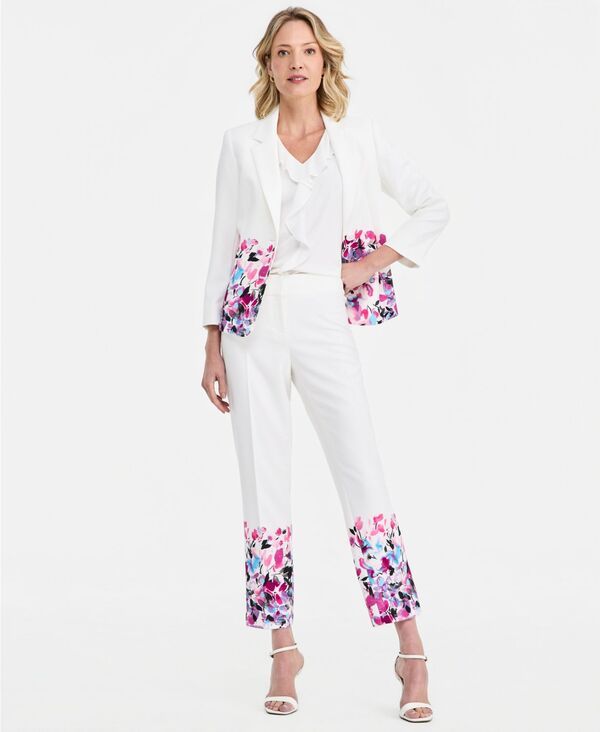 カスパール レディース ボトムス カジュアルパンツ プチ アンクル Kasper Womens Ava Straight Ankle Pants Regular Petite Lily White M