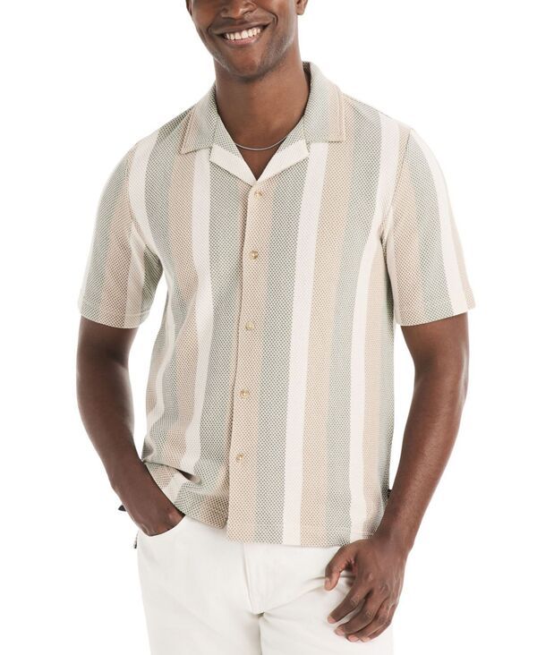 ナウティカ メンズ トップス ポロシャツ 半袖 Nautica MenshortSleeve Textured Stripe Polo Shirt Natural ストライプ