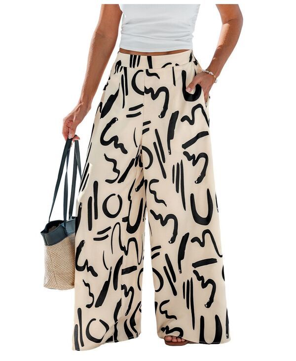 カップシー レディース ボトムス カジュアルパンツ Cupshe Womens Pizzazz Abstract Pants Black ブラック