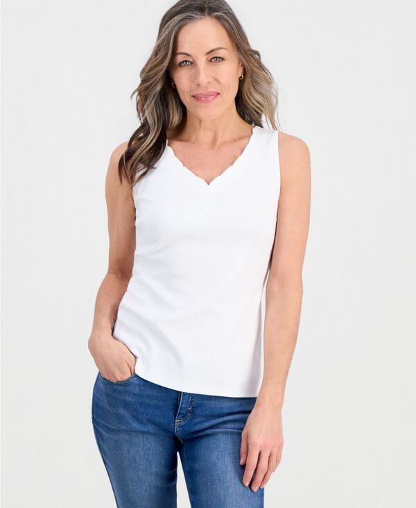 スタイルアンドコー レディース トップス タンクトップ Vネック プチ Style Co Petite Scalloped VNeck Tank Top Macys Exclusive Bright
