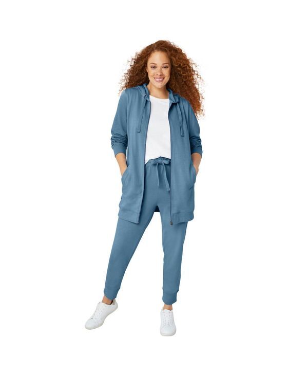Ellos レディース ボトムス カジュアルパンツ パイル ellos Womens French Terry Jogger Blue shadow ブルー