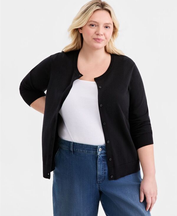 スタイルアンドコー レディース アウター ニット・セーター プラスサイズ カーディガン 長袖 Style Co Plusize ButtonFront Longsleeve Cardigan Macy