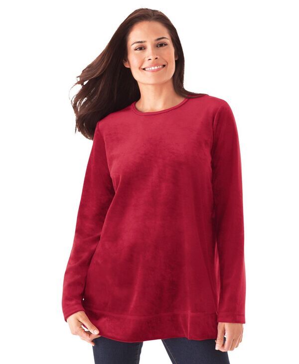 ウーマン ウィズイン レディース アウター パーカー・スウェット プラスサイズ シャツ Woman Within Womens Within Plush Velour Tunic Sweatshirt