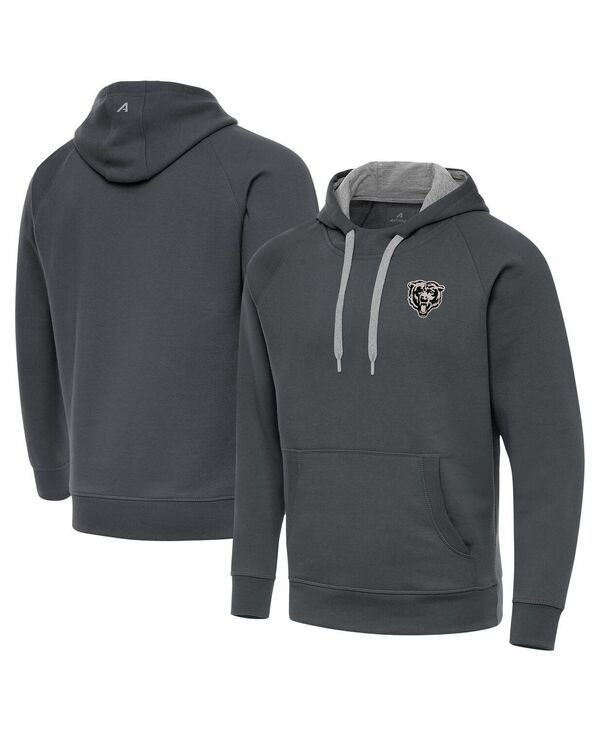 アンティグア メンズ アウター パーカー・スウェット Antigua Mens Charcoal Chicago Bears Brushed Carbon Victory Pullover Hoodi