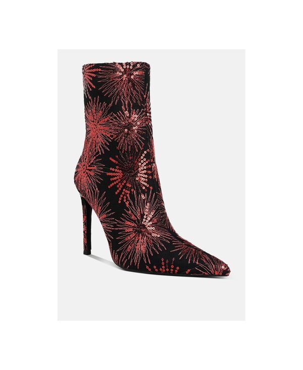 ロンドンラグ レディース シューズ ブーツ・レインブーツ スパンコール London Rag Womens Oleander Sequin Embellished Stiletto Boots Red